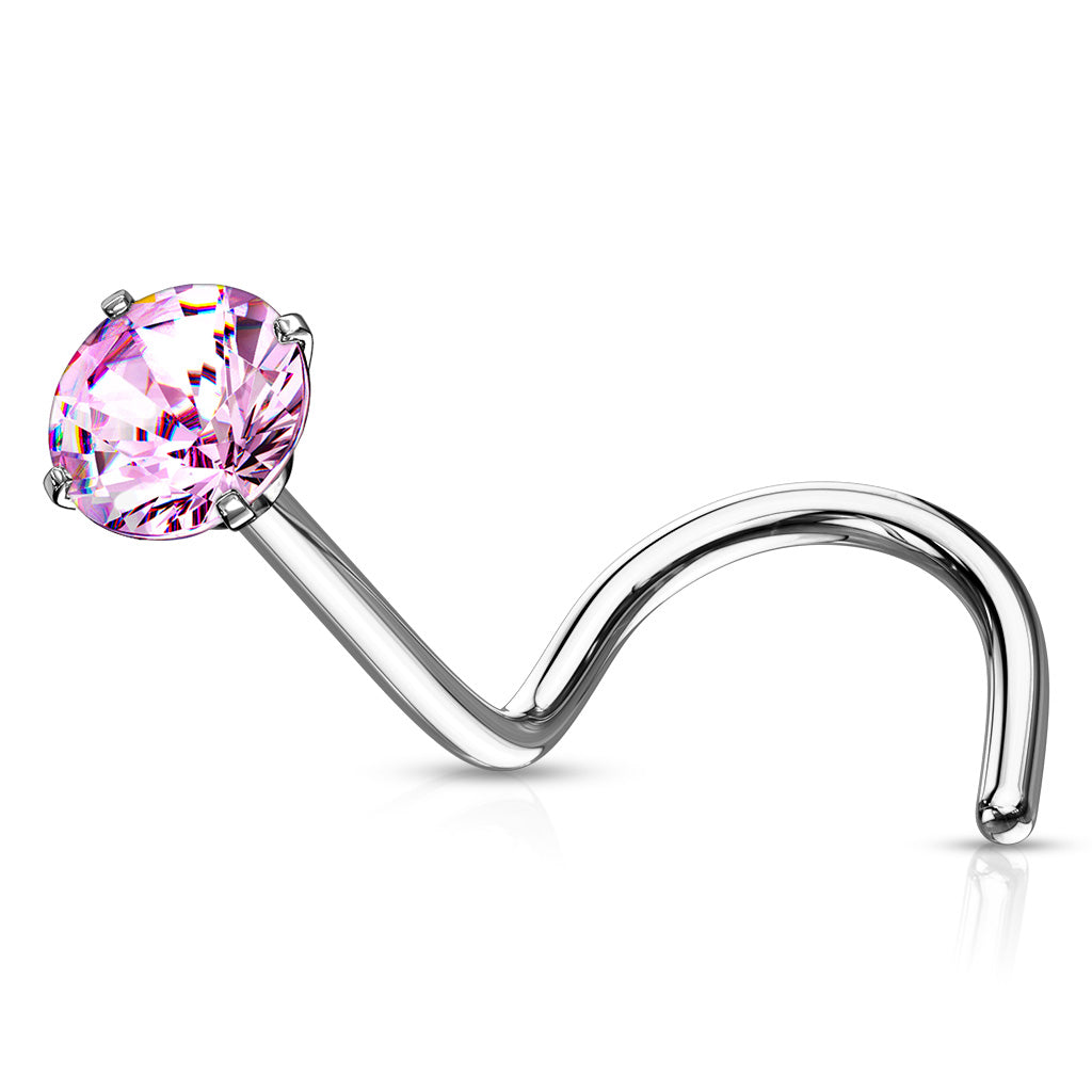 Prong Set Round Surgical Steel Nose Screw Rings